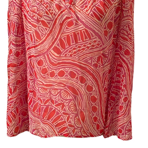 Trina Turk Silk Pink Red Tunic Blouse w/ Keyhole Opening - S - Picture 5 of 13